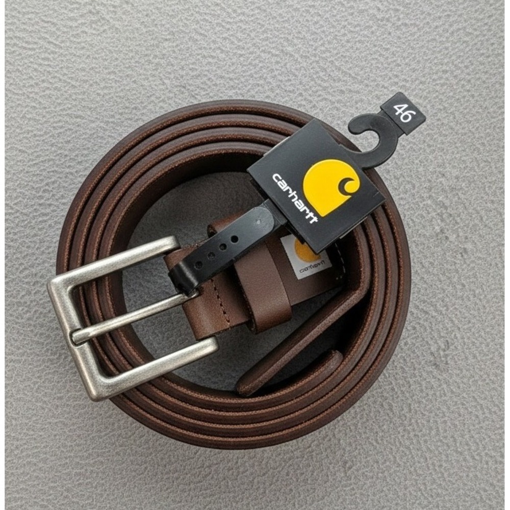 Carhartt Men's Pebble Brown Genuine Leather Belt Size 46 Work Casual NWT